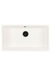 GraniteMy Universal évier en granit blanc grand 74x40 cm blanc montage en surface, sous-plan et affleurant avec bouchon noir 1208967161