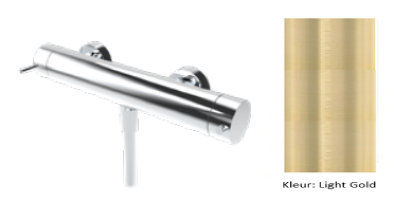 Thermostatique de douche Waterevolution Flow avec garniture de douche ronde PVD or clair T140TNRWGE