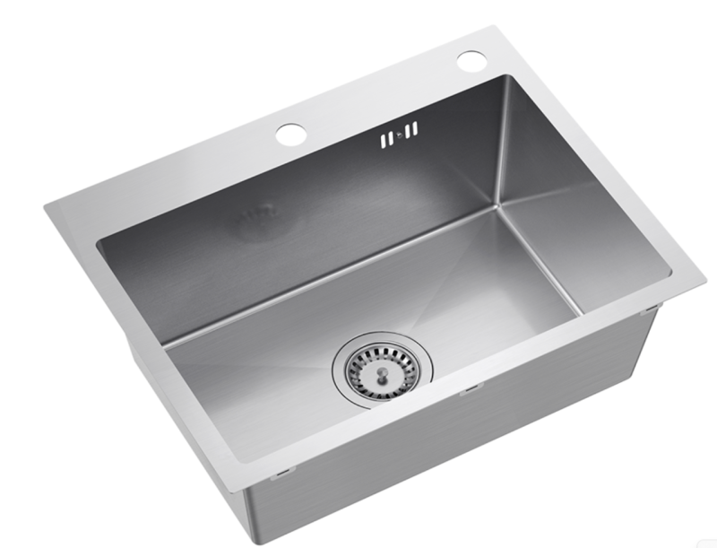 Quadri Dixton 60 évier en inox 580x450 mm avec trou pour robinet et accessoire 1208967194
