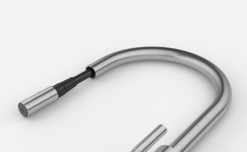 Franke Mythos Masterpiece Robinet de Cuisine Acier Inoxydable avec Bec en J et Douchette Extractible - 115.0711.554