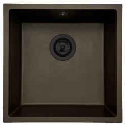 GraniteMy Évier de café universel en granit 40x40 cm montage en surface, sous-plan et affleurante avec bouchon noir 1208967216