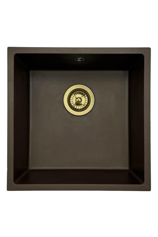 GraniteMy Évier de café universel en granit 40x40 cm montage en surface, montage sous plan et montage affleurant avec bonde 1208967218