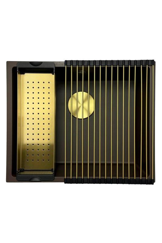 GraniteMy Évier universel en granit pour café 50x40 cm montage en surface, sous-plan et à ras avec bonde 1208967230