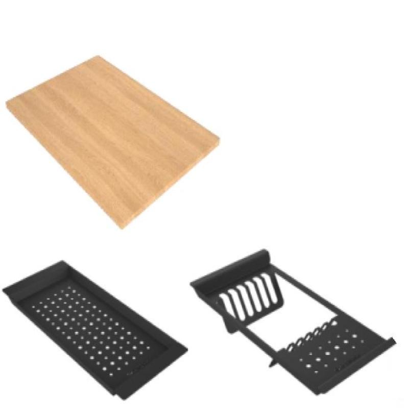 GraniteMy Évier en granit 56x48 cm noir à poser avec bonde dorée inclus accessoires 1208967235