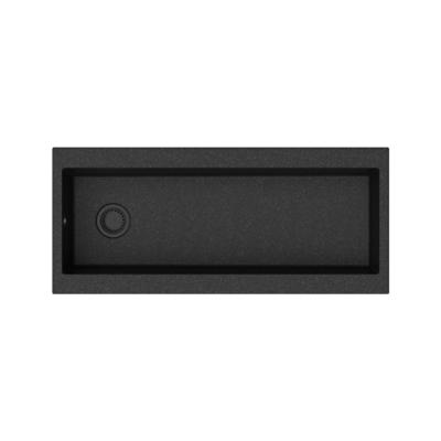 GraniteMy Trog évier en granit noir très grand 116x50 cm noir à poser avec égouttoir et bonde noire 1208967237