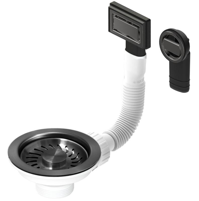 Granitemy kit de bouchons pour évier PVD brossé gun metal, kit d'évacuation pour évier avec trop-plein rond et rectangulaire 1208967253