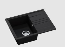 GraniteMy Vesi évier encastré en granit extra peu profond noir 64x50cm avec égouttoir réversible et bonde en inox 1208967280