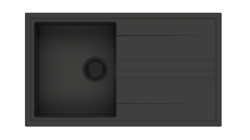GraniteMy Vesi évier en granit à poser noir 86x50cm avec égouttoir réversible avec bouchon noir 1208967288
