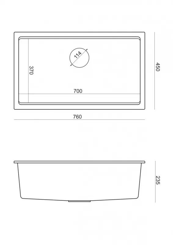 Quadri Newport II grand et profond évier en granit à montage en surface et sous-plan taupe 76x45cm avec bonde dorée 1208967309