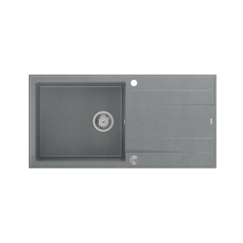 Quadri Luton évier en granit gris avec égouttoir réversible 100x50cm avec bonde en inox 1208967323
