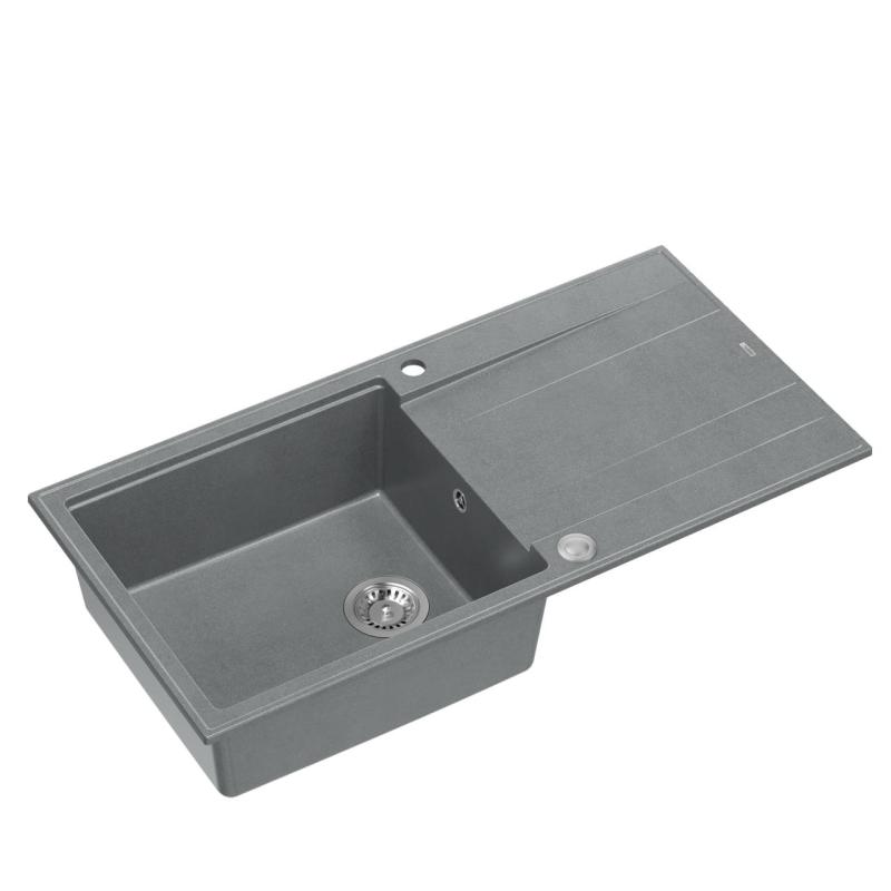Quadri Luton évier en granit gris avec égouttoir réversible 100x50cm avec bonde en inox 1208967323