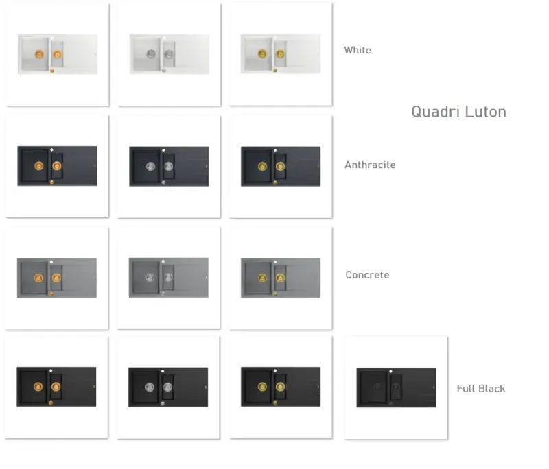 Quadri Luton évier à poser en granit gris avec égouttoir réversible 86x50cm avec bouchon en inox 1208967330