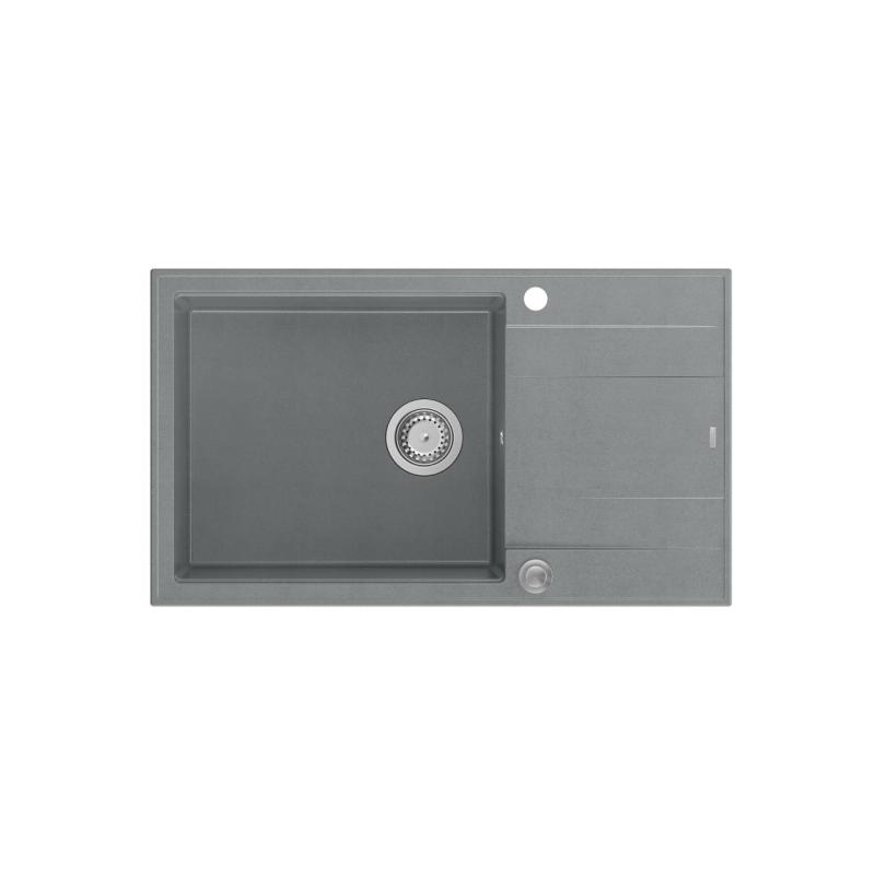 Quadri Luton évier à poser en granit gris avec égouttoir réversible 86x50cm avec bouchon en inox 1208967330