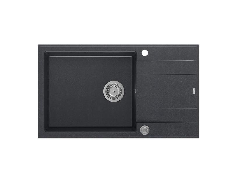 Quadri Luton évier à poser en granit anthracite avec égouttoir réversible 86x50cm avec bonde en inox 1208967333