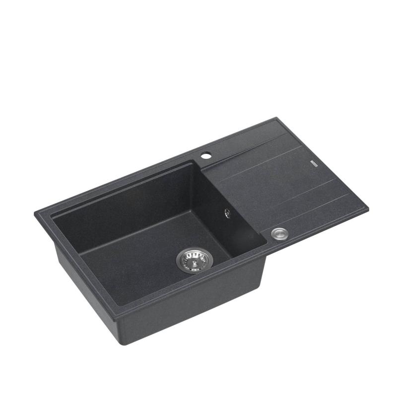 Quadri Luton évier à poser en granit anthracite avec égouttoir réversible 86x50cm avec bonde en inox 1208967333