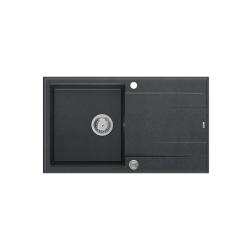 Quadri Luton évier en granit anthracite avec égouttoir réversible 86x50cm avec bonde en inox 1208967343