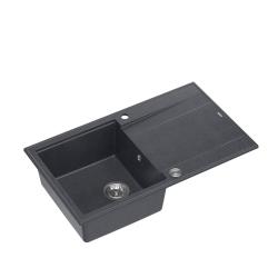 Quadri Luton évier en granit anthracite avec égouttoir réversible 86x50cm avec bonde en inox 1208967343