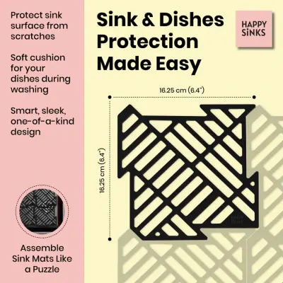 Magisso Happy Sink Puzzle protecteur de fond noir, 4 pièces pour évier noir, 32,5 x 32,5 cm, 1208967385