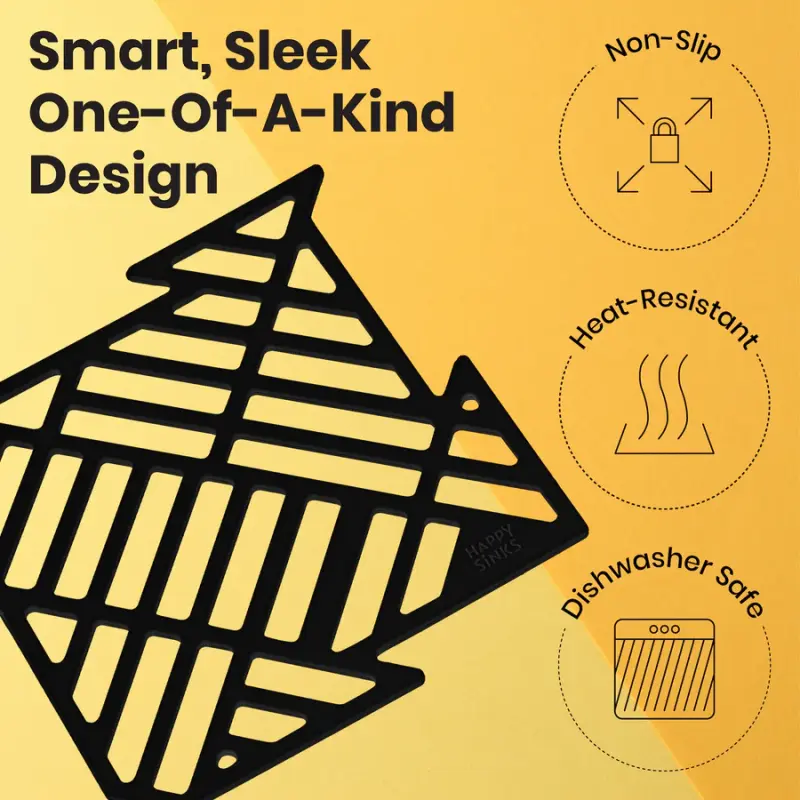 Magisso Happy Sink Puzzle protecteur de fond noir, 4 pièces pour évier noir, 32,5 x 32,5 cm, 1208967385