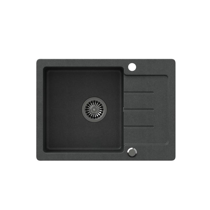 Quadri Kendal évier en granit anthracite avec égouttoir 60x44cm réversible 1208967400