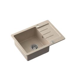 Quadri Kendal évier en granit beige sable avec égouttoir 60x44cm réversible 1208967402