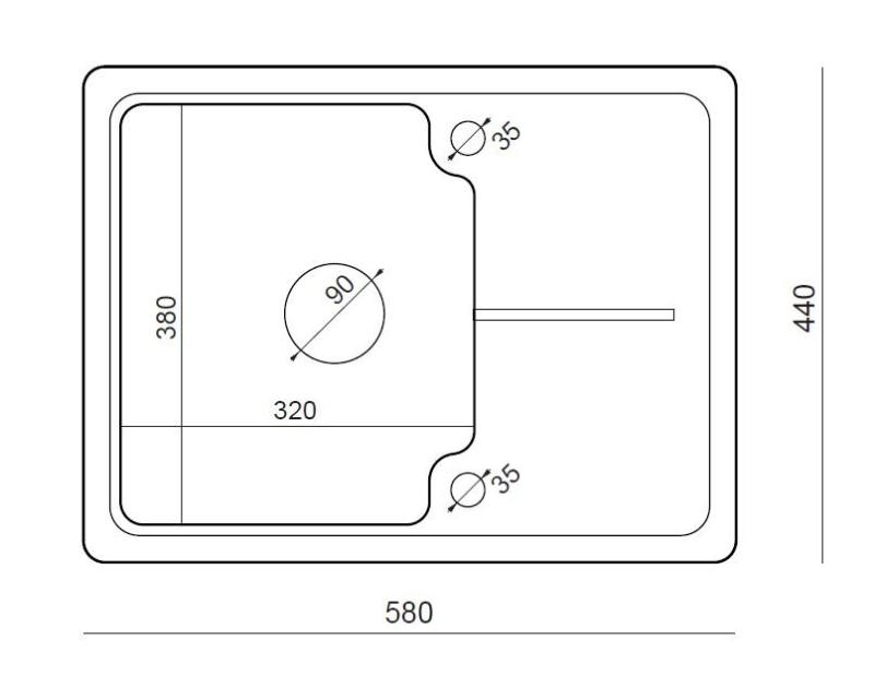 Quadri Kendal évier en granit gris 58x44cm avec égouttoir 1208967404