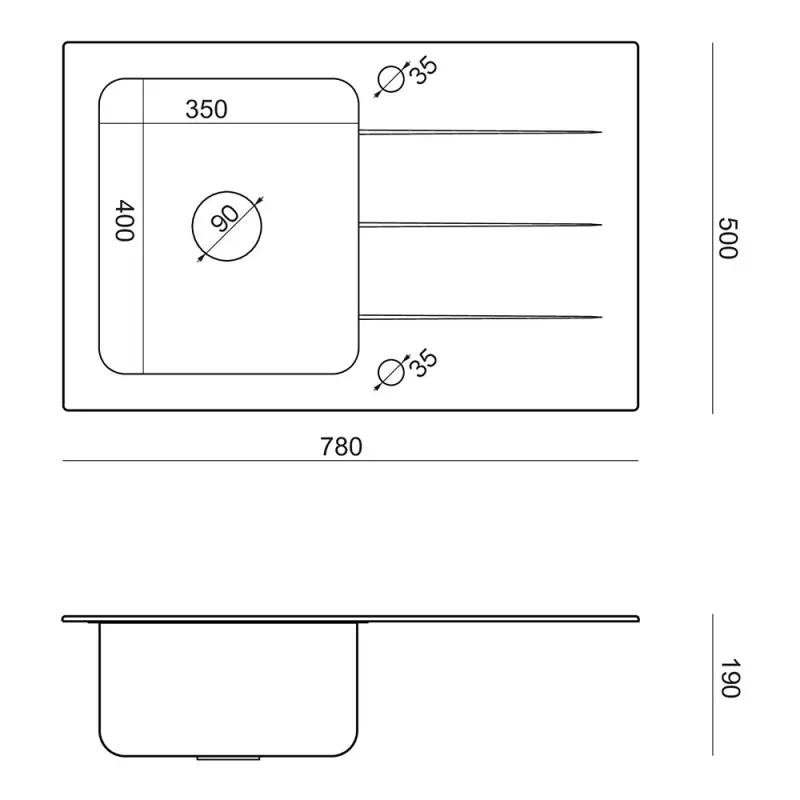 Quadri Glazz évier pour montage en surface en cuivre avec égouttoir en verre noir 78x50 réversible 1208967406