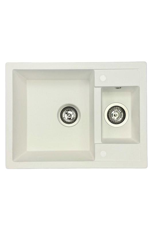 GraniteMy Évier en granit blanc extra peu profond 1,5 bac à poser 58x44cm 1208967418