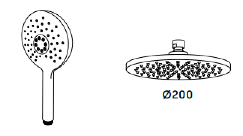Waterevolution Flow combinaison de douche avec douche à effet pluie en laiton naturel 200mm T141NRLE