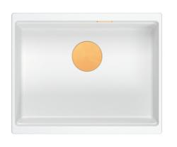 Quadri Newport II évier sous plan en granit blanc 560x450mm avec bouchon en cuivre 1208967452