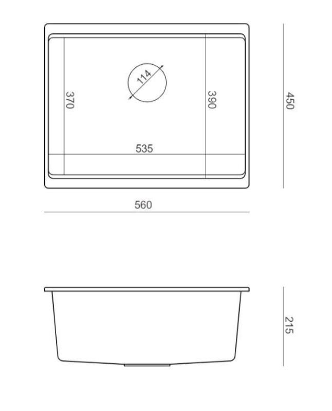 Quadri Newport II évier sous plan en granit blanc 560x450mm avec bouchon en cuivre 1208967452