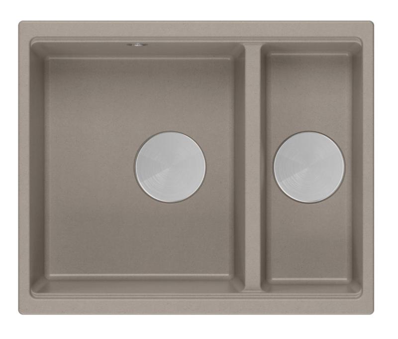 Quadri Newport II taupe 1,5 bac à évier en granit, montage en surface et sous-plan, 555x460mm avec bouchon en inox 1208967466