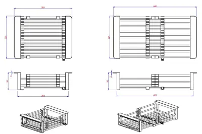 Quadri Panier extensible universel en inox avec poignées beiges 225mm de large 1208967544