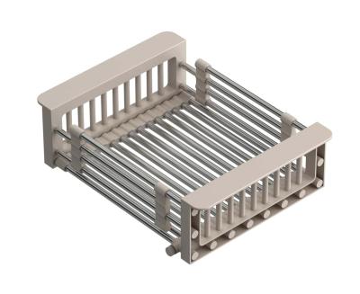 Quadri Panier extensible universel en inox avec poignées beiges 225mm de large 1208967544