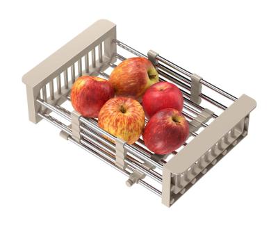 Quadri Panier extensible universel en inox avec poignées beiges 225mm de large 1208967544