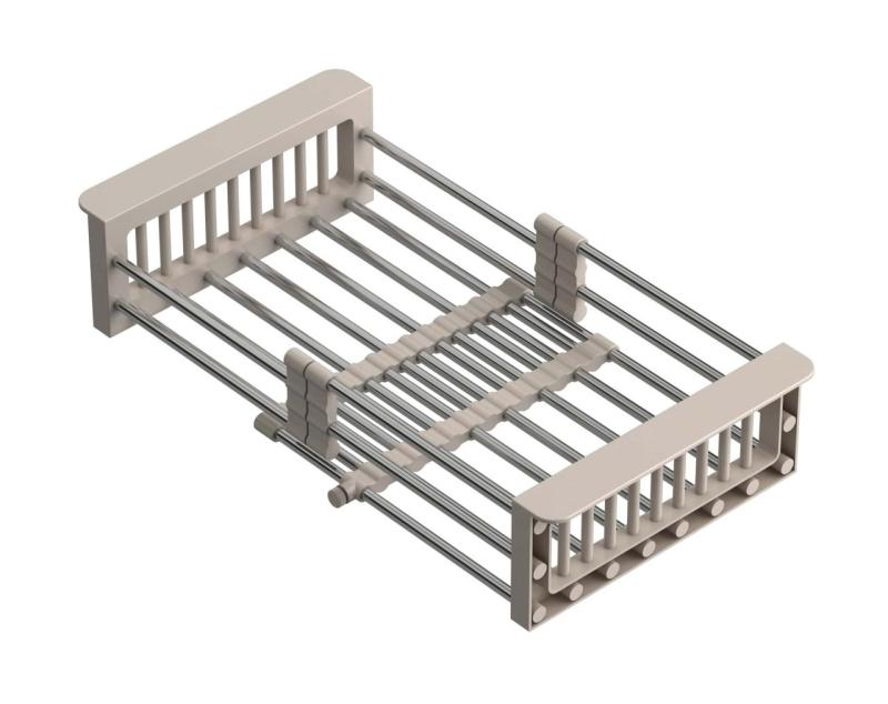 Quadri Panier extensible universel en inox avec poignées beiges 225mm de large 1208967544