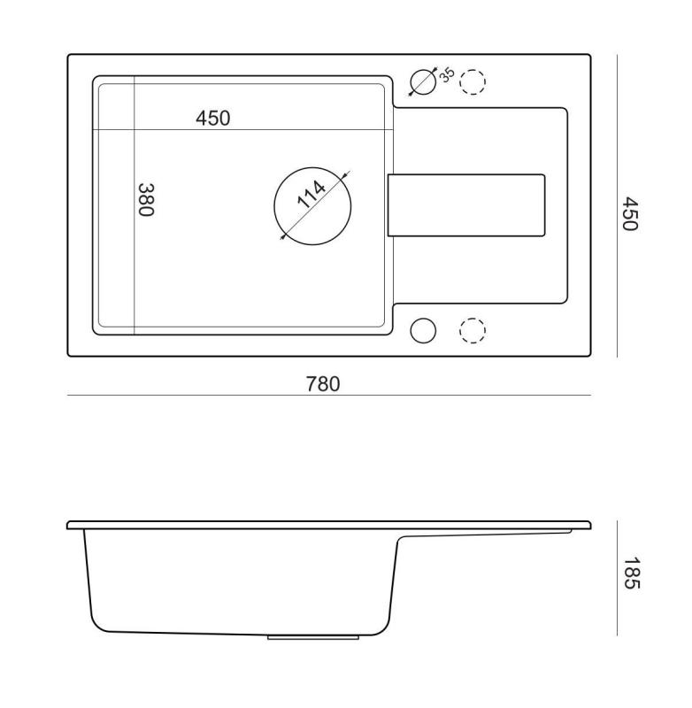 Quadri Sutton XL beige sable évier en granit à poser 78x45cm avec égouttoir réversible avec bouchon beige 1208967577