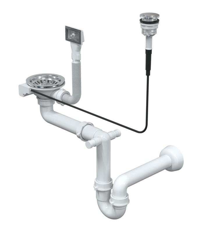 Quadri Oxford ensemble de vidage en inox pour évier comprenant trop-plein et bouton push-to-open en inox 1208967589