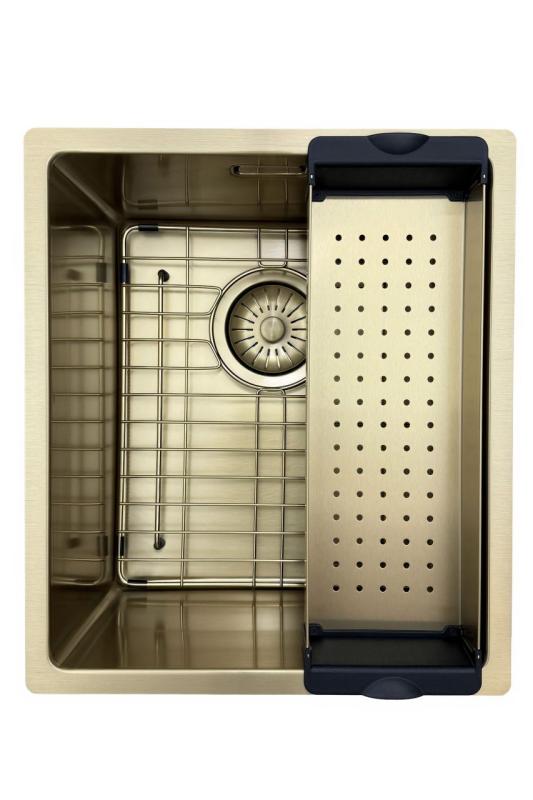 Évier Pure.Sink Prestige 34x40 cm PVD Or rayon de 10 mm sous-plan, à fleur et en pose libre PPG3440-60