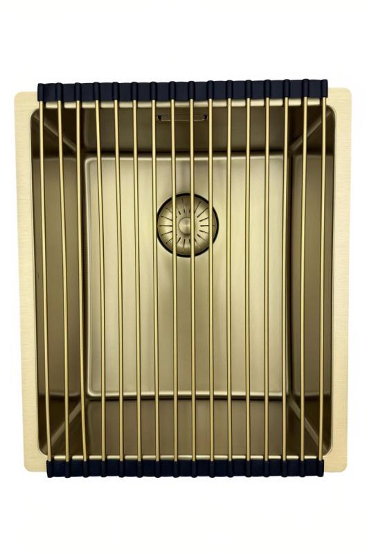 Évier Pure.Sink Prestige 34x40 cm PVD Or rayon de 10 mm sous-plan, à fleur et en pose libre PPG3440-60