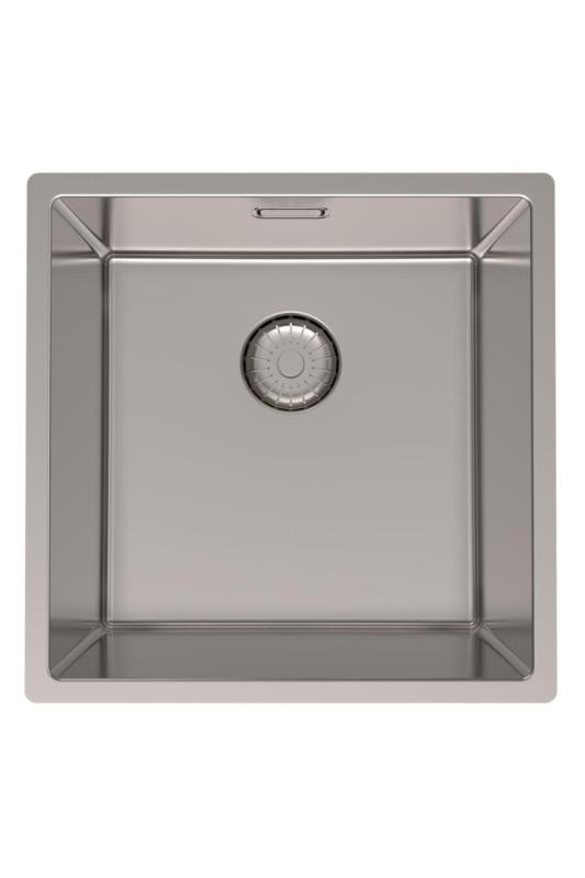 Évier en inox Pure.Sink Prestige 40x40 cm, rayon de 10 mm, montage sous plan, à fleur et en surface PPG4040-02.