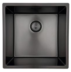 Évier Pure.Sink Prestige 40x40cm PVD Gun Metal 10mm rayon encastré,à fleur,posé sur plan PPG4040-61