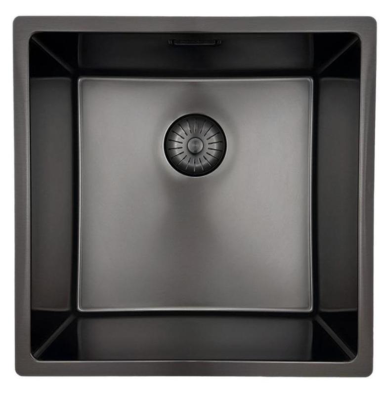 Évier Pure.Sink Prestige 40x40cm PVD Gun Metal 10mm rayon encastré,à fleur,posé sur plan PPG4040-61