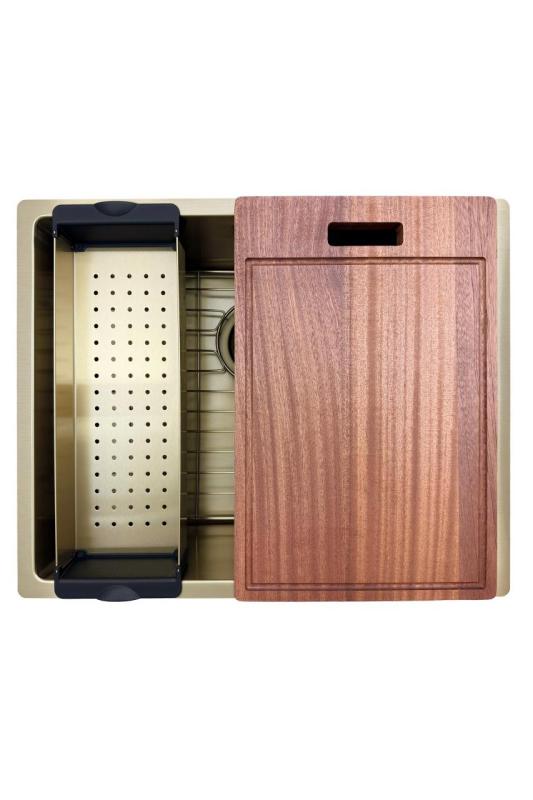 Évier Pure.Sink Prestige 50x40 cm PVD Or 10 mm rayon encastré, à montage affleurant et à montage en surface PPG5040-60