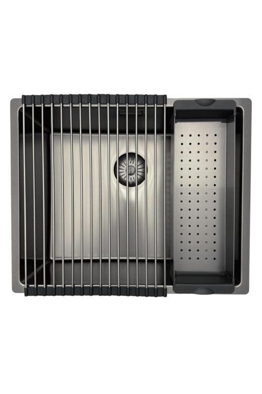 Évier Pure.Sink Prestige 50x40 cm PVD Gun Metal rayon de 10 mm sous-plan,à fleur,sur plan PPG5040-61