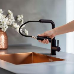 Robinet de cuisine Pure.Sink Elite Steel Spark-S Noir Mat avec bec extensible PS8041-10