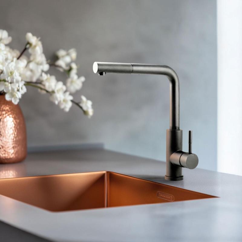 Pure.Sink Elite Steel Spark-S robinet de cuisine PVD Gun Metal avec bec extractible PS8041-61