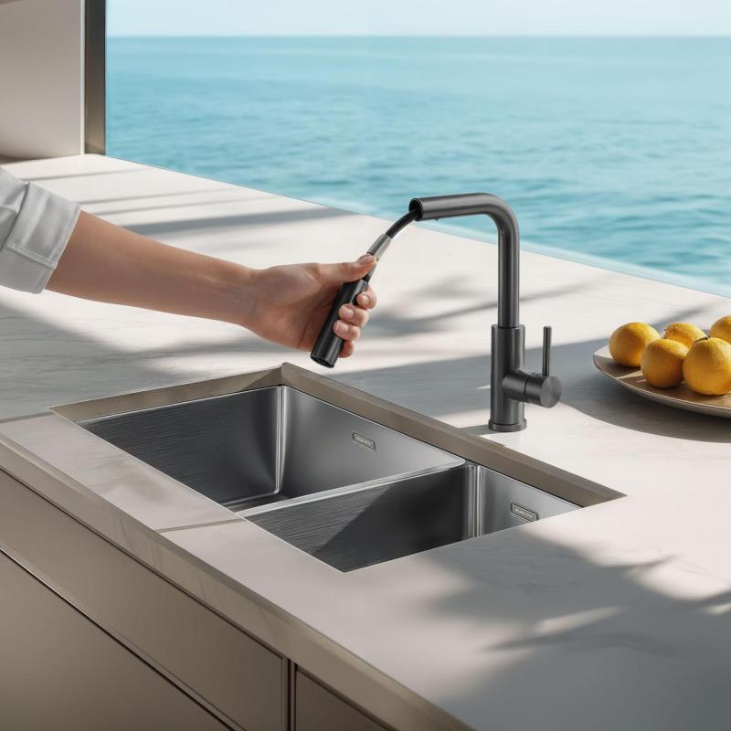 Pure.Sink Elite Steel Spark-S robinet de cuisine PVD Gun Metal avec bec extractible PS8041-61