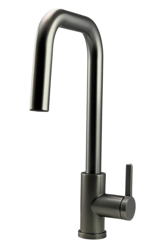 Robinet de cuisine Pure.Sink Elite Steel Crystal-S en acier PVD Gun metal avec bec extensible PS8050-61
