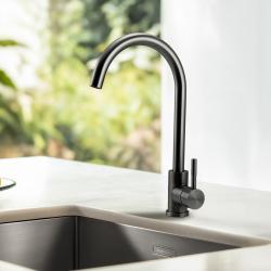 Robinet de cuisine Pure.Sink Elite Steel Stream en acier PVD Gun Metal PS8044-61.